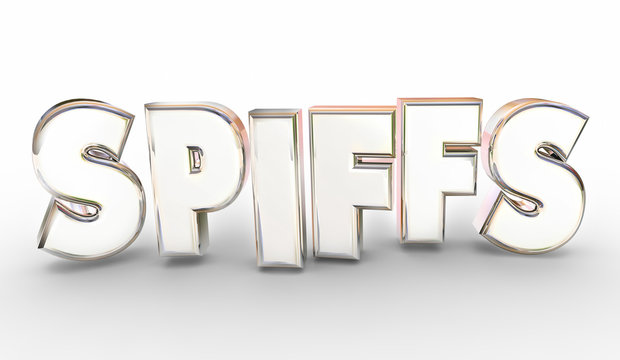 SPIFFs Bonus Sales Incetives Rewards Word 3d Illustration