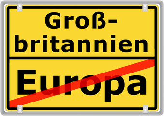 Schild: Großbritanien vs. Europa