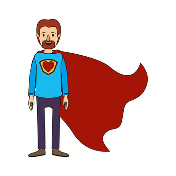 color image caricature full body super dad hero with beard vector illustration