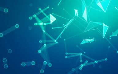 Abstract polygonal space low poly dark background, 3d rendering