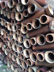Industrial pipes stacked. Penang, Malaysia.