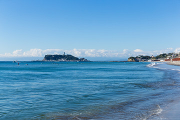 Enoshima Beach in Kamakura City of Japan