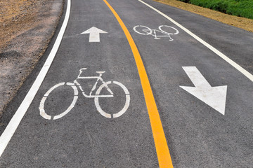 Bike lane sign on the bike route