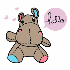 Cute hippopotamus cartoon vector illustration