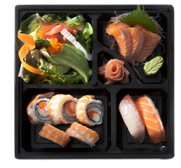 salmon sushi roll Japanese bento