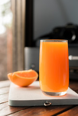 Freshly squeezed orange juice,orange juice on desk