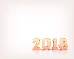 Happy New Year 2018. Golden vector 3D numbers with a white background