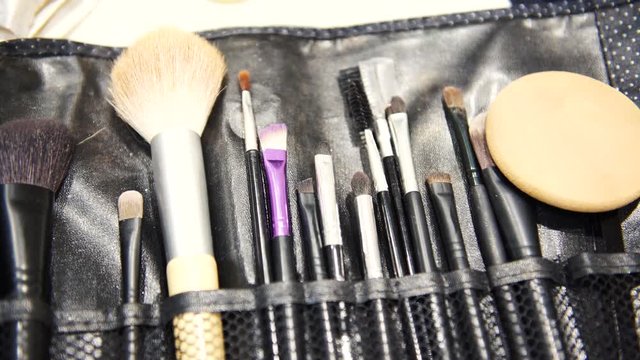 Set of professional makeup brushes, 4K