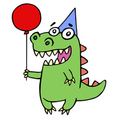 Happy birthday greeting dragon. Vector illustration.