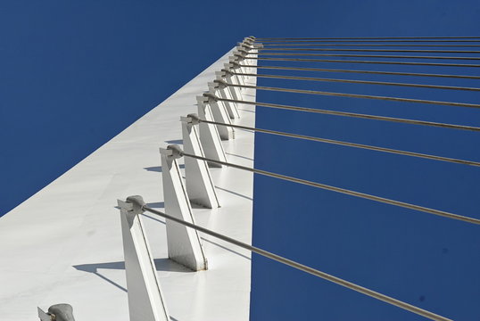 Detail of the upper support of the Sundial bridge in Redding California.