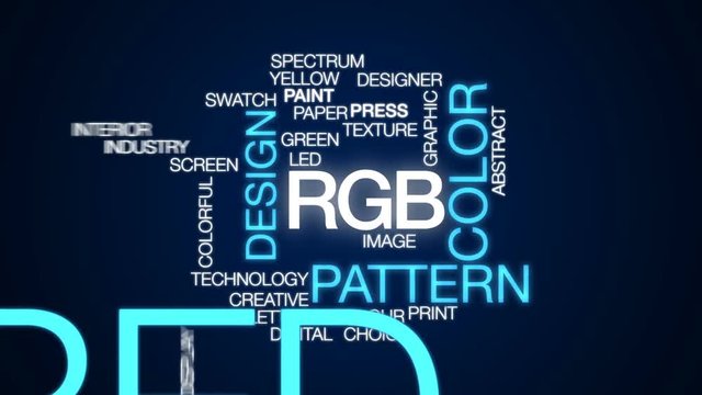RGB animated word cloud, text design animation.