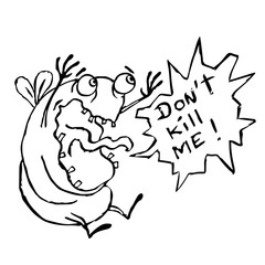 Fat cartoon fly screaming - don't kill me! Vector illustration.