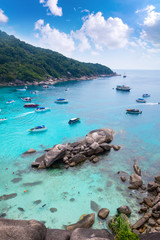 Beautiful crystal clear sea at tropical paradise island, Similan island, Andaman sea,. Sea's most beautiful white sand beaches for relaxing summer and diving underwater beautiful ,Thailand