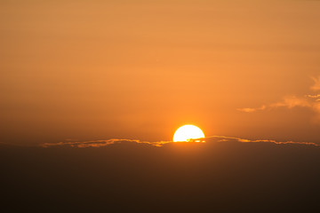 Golden light on the sky in evening , Colorful sky