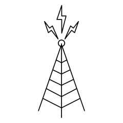 telecommunications signal transmitter. icon of tower broadcasting vector illustration