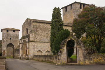 Fototapeta na wymiar Church built with stones at Vianne, France