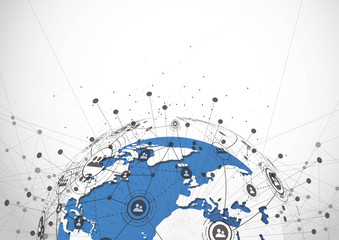 Global network connection. World map point and line composition concept of global business. Vector Illustration