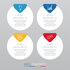 Modern Info-graphic Template for Business with four steps multi-Color design, labels design, Vector info-graphic element, Flat style vector illustration.