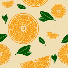 Editable Flat Style Orange with Leaves Vector Illustration Seamless Pattern for Creating Background and Decorative Element About Healthy Life or Farming
