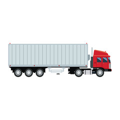 cargo delivery truck with cargo container shipping design, vector illustration