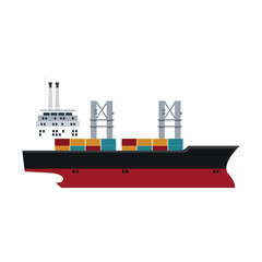 cargo ship containers export cranes industrial vector illustration