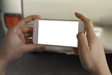 Man using smart phone.The insurance emergency