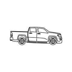 pickup truck vehicle wheel transportation outline vector illustration
