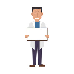 male medical doctor holding blank sign  icon image vector illustration design 