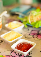 Sauce tomato ketchup and background