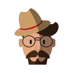 hipster man character icon image vector illustration design 