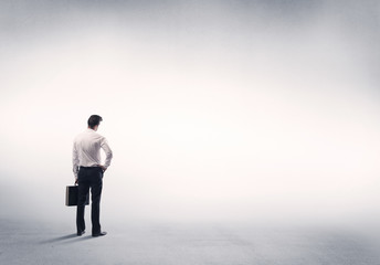 Sales person with empty white background