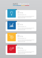 Modern Info-graphic Template for Business with four steps multi-Color design, labels design, Vector info-graphic element, Flat style vector illustration.