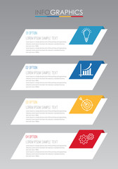 Modern Info-graphic Template for Business with four steps multi-Color design, labels design, Vector info-graphic element, Flat style vector illustration.