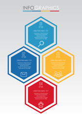 Modern Info-graphic Template for Business with four steps multi-Color design, labels design, Vector info-graphic element, Flat style vector illustration.