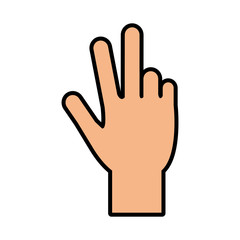 hand counting with three fingers up icon image vector illustration design 