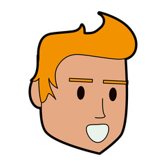 head of blonde young man icon image vector illustration design 