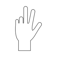 hand counting with three fingers up icon image vector illustration design  single black line