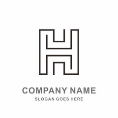 Monogram Letter H Geometric Square Strips Architecture Interior Construction Business Company Stock Vector Logo Design Template 