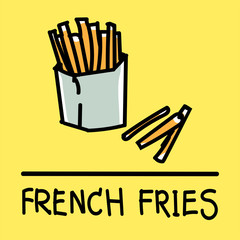 French fries hand-drawn style,Vector illustration.