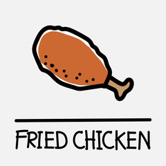 fried chicken hand-drawn style,Vector illustration.