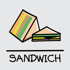 Sandwich hand-drawn style,Vector illustration.
