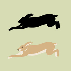 hare vector illustration style Flat black silhouette