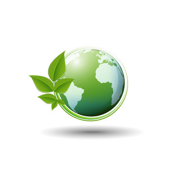 Green world icon and ecology concept, Vector illustration