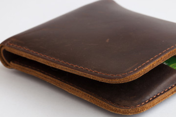 leather wallet on the white
