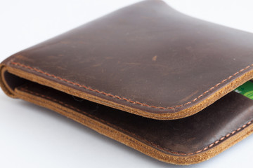 leather wallet on the white