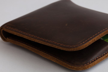 leather wallet on the white