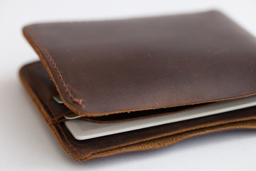 leather wallet on the white
