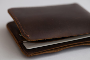 leather wallet on the white