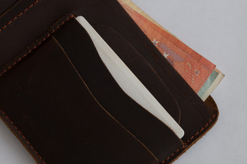 leather wallet on the white