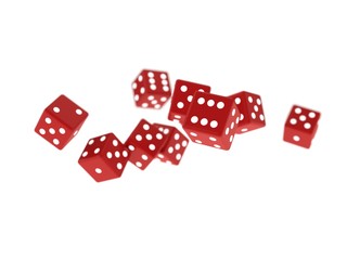 3d illustration of red dices isolated
